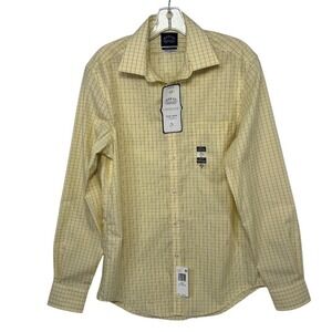 Eagle Shirtmakers Classic Yellow Checkered Dress Shirt M 15.5 34/35 Slim Fit NWT